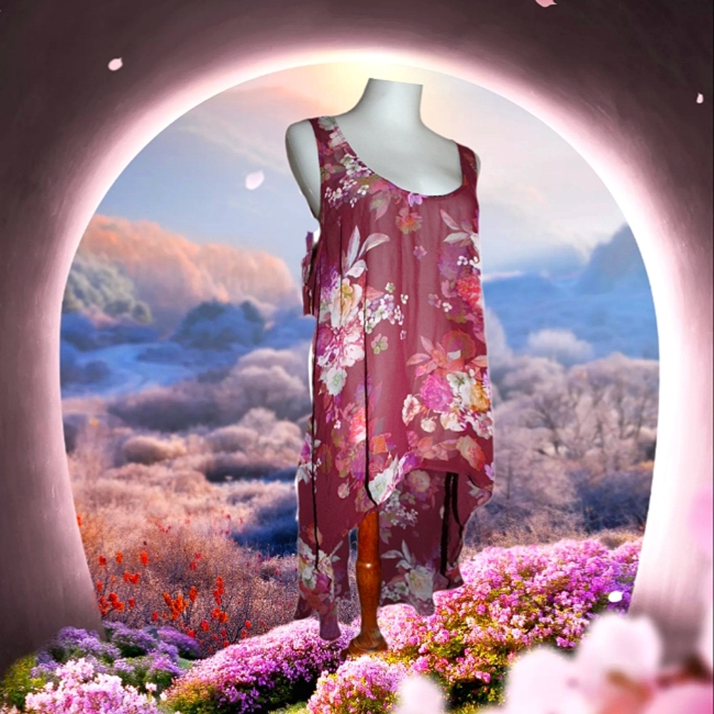 Decree Sheer Floral High Low Blouse